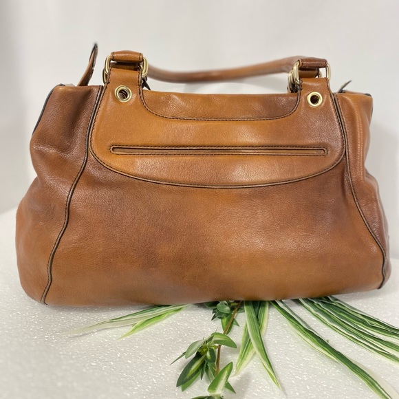 COLE HAAN SHOULDER BAG Brown Grommets and Zippered Front Pockets - Picture 3 of 9